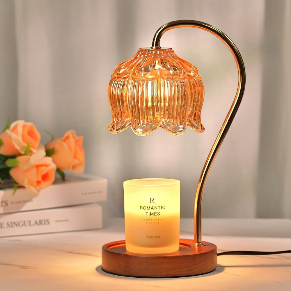 Dimmable Flower Candle Warmer Lamp With Timer, Vintage Candle Lamp Warmer For Ja